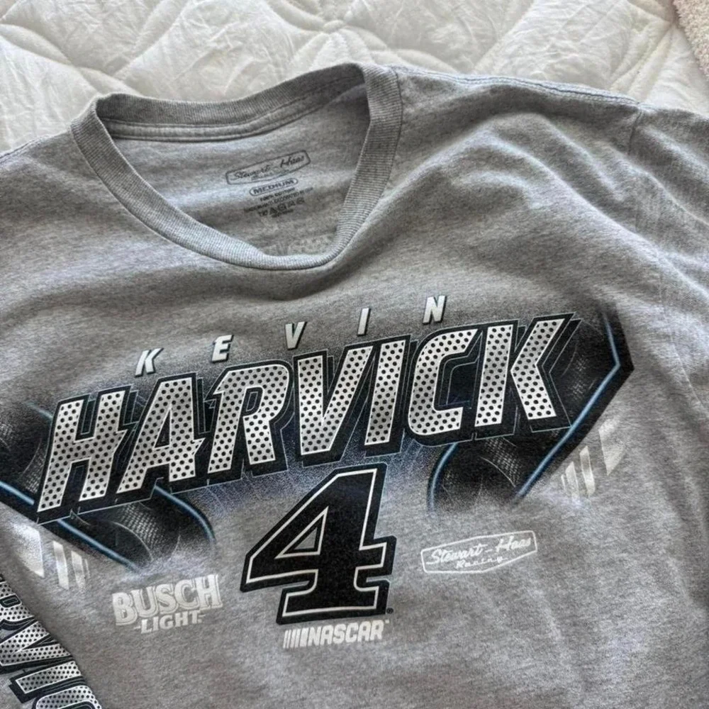 grey and blue nascar long sleeve t shirt